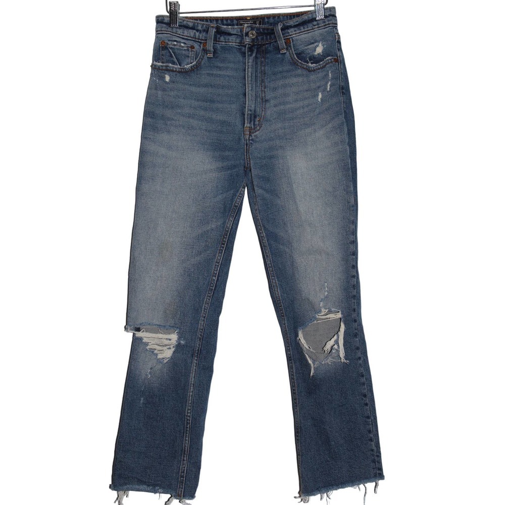 Abercrombie & Fitch Zoe Natural Rise Ankle Straight Blue Denim Jeans Size 27 / 4